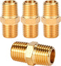 4 pcs Solid Brass Pipe Fitting, Hex Nipple, 1/4" x 1/4" NPT Male Pipe Adapter (O.D x O.D: 1/2'' x 1/2'')