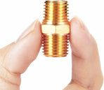 4 pcs Solid Brass Pipe Fitting, Hex Nipple, 1/4" x 1/4" NPT Male Pipe Adapter (O.D x O.D: 1/2'' x 1/2'')