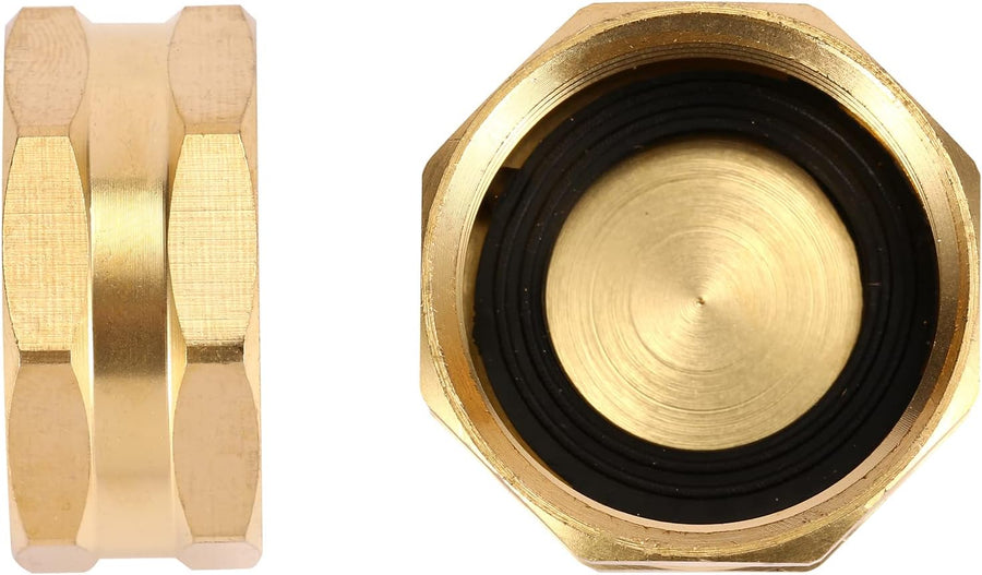 4 Pack Garden Hose End Caps with Washers, Brass Spigot Cap, 3/4" Female End Cap
