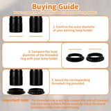 6 Pack E26 Lamp Shade Rings - E26 Light Socket Shade Rings Collar Ring,- 34mm (1-3/8") & 39mm (1-1/2") 2 Sizes Black Threaded Reducer Collar Ring for Light Socket, Hanging Lamp Holder Parts
