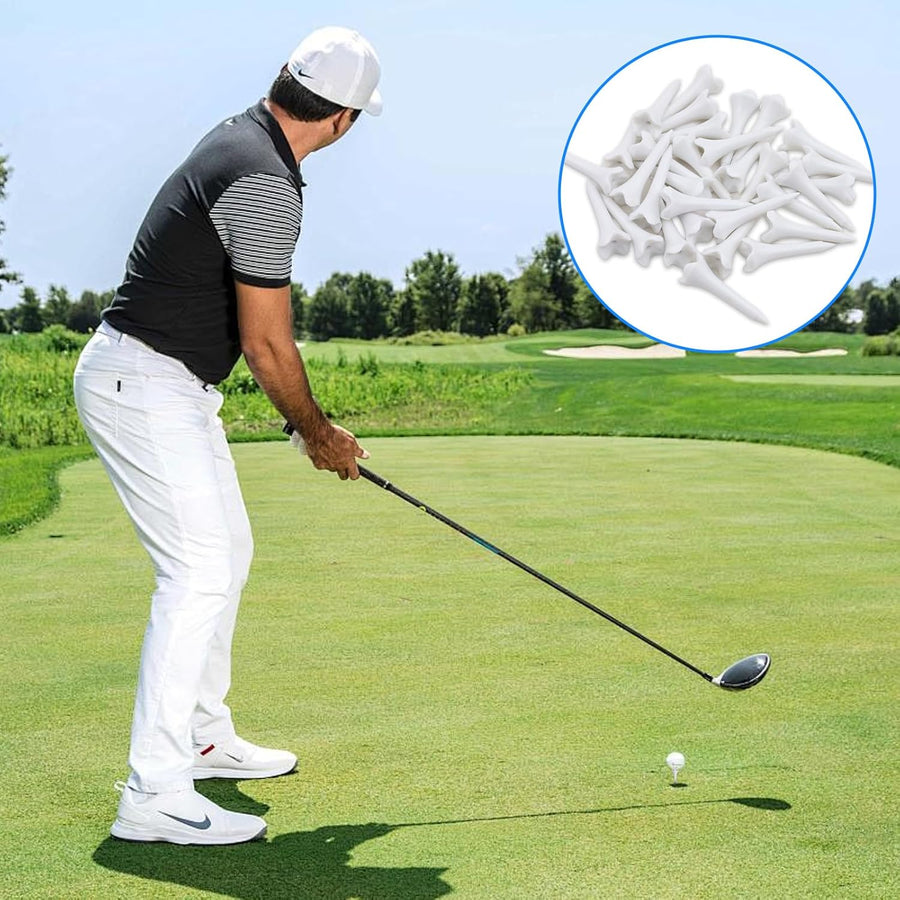30PCS Plastic Golf Tees - 1-1/2‘’ Short Golf Tees - Enhanced Durability & Stability, Designed to Reduce Friction and Side Spin-4 Prongs Plastic Tees