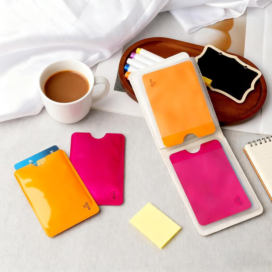 24-Pack Travel RFID Blocking Sleeves - 2.48'' x 3.58'' Multicolor Identity Theft Protection Secure Cred Card Protecor Holders - Waterproof aluminum Foil Slim Design easily into your Wallet