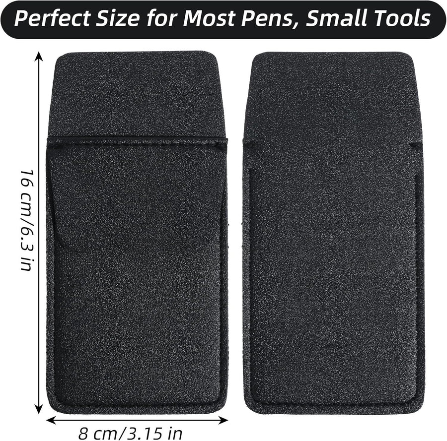 2 Pack Pocket Protector for Men Shirt, Black PU Leather Organizer Pouch Multipurpose Pocket Pen Holder for Pens Pencils & Cards Fits Shirt & Lab Coat Pockets