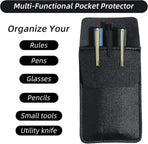 2 Pack Pocket Protector for Men Shirt, Black PU Leather Organizer Pouch Multipurpose Pocket Pen Holder for Pens Pencils & Cards Fits Shirt & Lab Coat Pockets