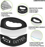 Heavy Duty Stainless Steel Pizza Cutter with Cover, Super Sharp Blade Pizza Knife Pizza Cutter Rocker, Perfect Kitchen Gadgets for Pizza Cutting Home Essentials (Black)