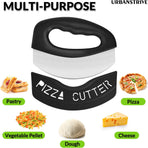 Heavy Duty Stainless Steel Pizza Cutter with Cover, Super Sharp Blade Pizza Knife Pizza Cutter Rocker, Perfect Kitchen Gadgets for Pizza Cutting Home Essentials (Black)