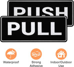 6Pack Push Pull Door Stickers,Adhesive Push and Pull Signs Stickers for Glass Doors and Other Side Doors in Business,Stores,Cafes,Shops - (2 x 5",Horizontal)