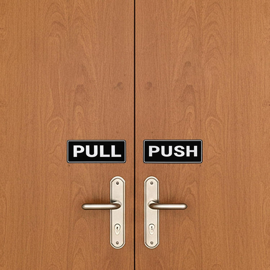 6Pack Push Pull Door Stickers,Adhesive Push and Pull Signs Stickers for Glass Doors and Other Side Doors in Business,Stores,Cafes,Shops - (2 x 5",Horizontal)