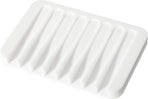 Soap Dish Shower Waterfall Soap Tray Holder for Bathroom, Kitchen, Counter Top, Flexible Silicone, Keep Soap Bars Dry, Easy Cleaning - White