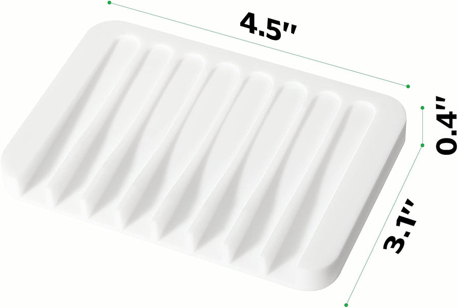 Soap Dish Shower Waterfall Soap Tray Holder for Bathroom, Kitchen, Counter Top, Flexible Silicone, Keep Soap Bars Dry, Easy Cleaning - White
