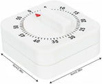White Timer Clock Square 60-Minute Mechanical Kitchen Timer Wind up Visual Cooking Clock with Loud Alarm No Batteries Required Ideal for Cooking Baking and Kitchen