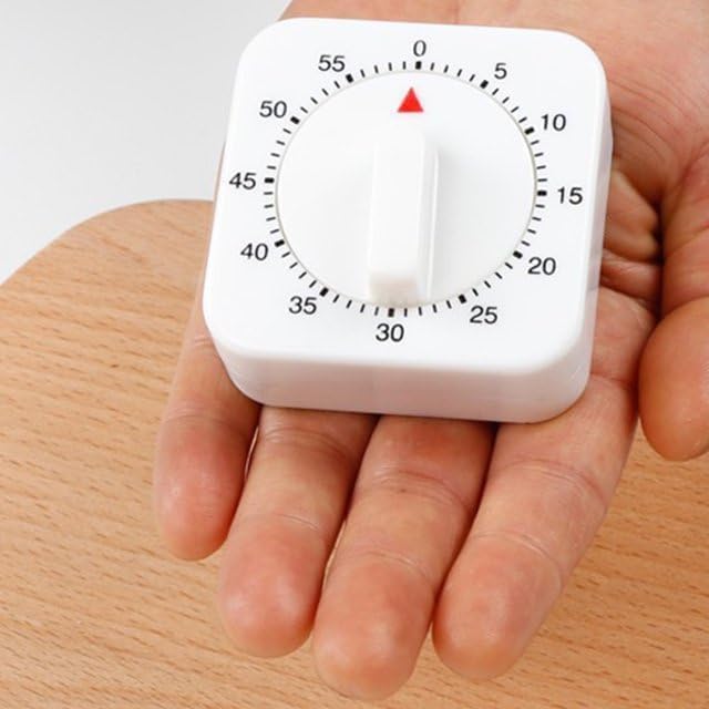 White Timer Clock Square 60-Minute Mechanical Kitchen Timer Wind up Visual Cooking Clock with Loud Alarm No Batteries Required Ideal for Cooking Baking and Kitchen