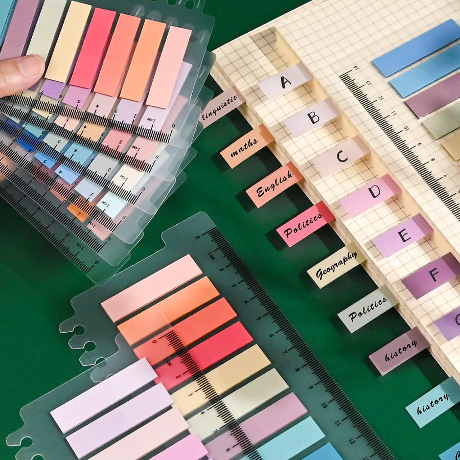 1200 Pcs Sticky Annotation Tabs Morandi Sticky Note Tabs Writable and Translucent Reminder Tabs with Ruler for Marking Page Notes Book Files