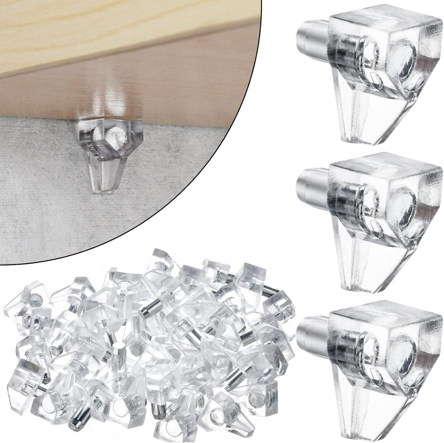 5mm Shelf Pegs 50 Pack Clear Crystal Plastic Cabinet Shelf Pins Shelf Holder Pins Replacement Pegs for Kitchen Furniture Cabinet Bookcase