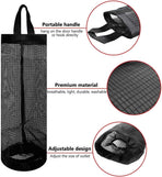 2 Pcs Plastic Bag Holder Trash Bags Storage Dispenser Organizer for Home Kitchen Mesh Hanging Dispensers Recycling Garbage Folding Grocery with Hooks (Black)