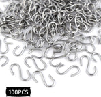 100 Mini S Hooks - Metal Shaped Hangers for Crafts, Jewelry & DIY Key Chains