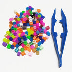 Three-Color Plastic Fuse Beads Tweezers Handmake Crafts, Manual DIY Creative Craft Game Tool for Kids(1 Pack of 6 Tweezers,White,Green,Blue)