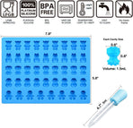 Silicone Candy Gummy Bear Molds - Chocolate Molds Including Bears, Frogs, Lions, Monkeys, Penguins Gummie Molds Premium Silicone, Pack of 4 with 2 Droppers