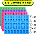 Silicone Candy Gummy Bear Molds - Chocolate Molds Including Bears, Frogs, Lions, Monkeys, Penguins Gummie Molds Premium Silicone, Pack of 4 with 2 Droppers