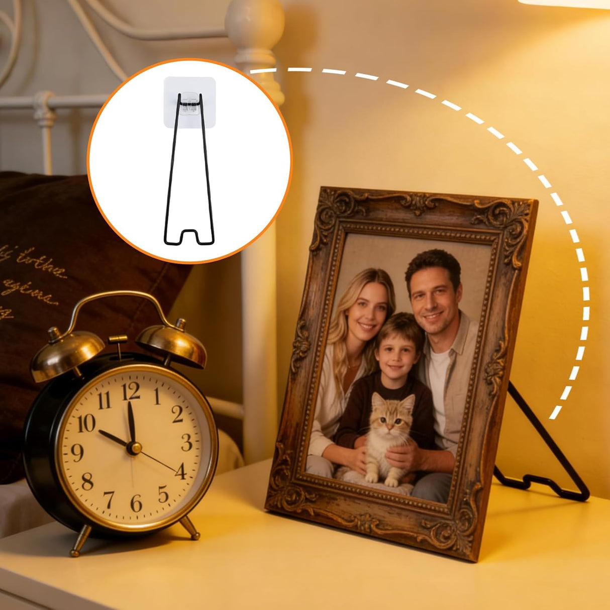 4Pcs Picture Frame Stand - Black Metal Table top easel -Heavy Duty Picture Holder Stand with Self-Adhesive for 5.9 to 10.2 inch Picture Frame Easel 5.12“ x 2.17”