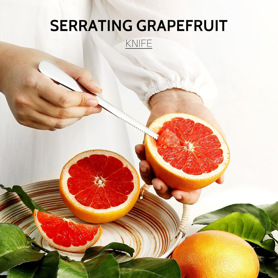 4-piece Grapefruit Spoons and Grapefruit Knife, 18/8 Stainless Steel