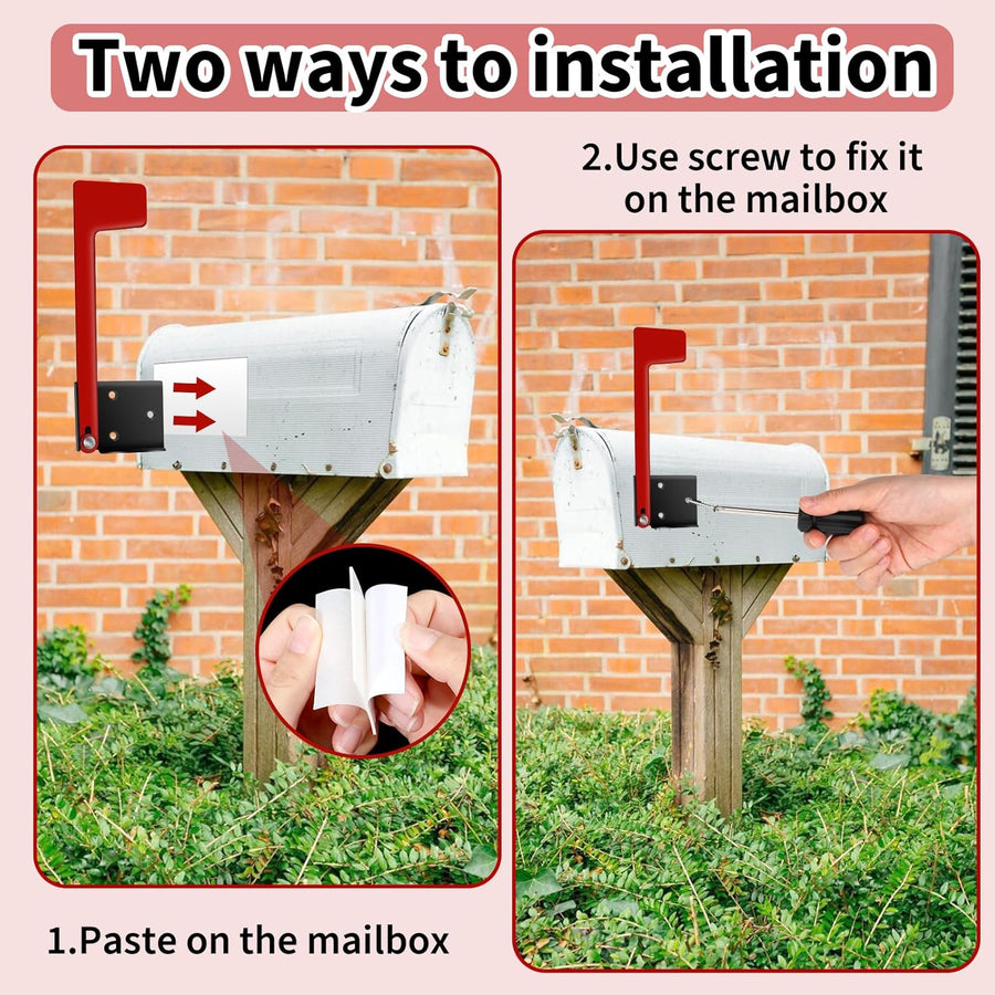 Flag for Mailbox,Red Mailbox Flag Replacement Kit Stainless Steel Mail Box Flags for Outside Metal Wood Wall Two Installation Options
