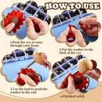 Amylove 3 Pcs Safety Eye Tool Auxiliary Tool for Attaching Safety Eyes for Crocheting Crochet DIY Stuffed Animal Install Doll Making Supplies Craft, 3 Size