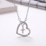 Kvekstio Christian Gift Heart Cross Necklace with Prayer Blessing Card for Teens Women, First Communion Confirmation Gift