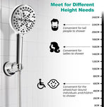 Vacuum Suction Cup Shower Head Holder, Removable Shower Wand Bracket, Adjustable Height & Wall Mount ABS Plastic Suction Holder for Handheld Shower Head, Chrome Finish