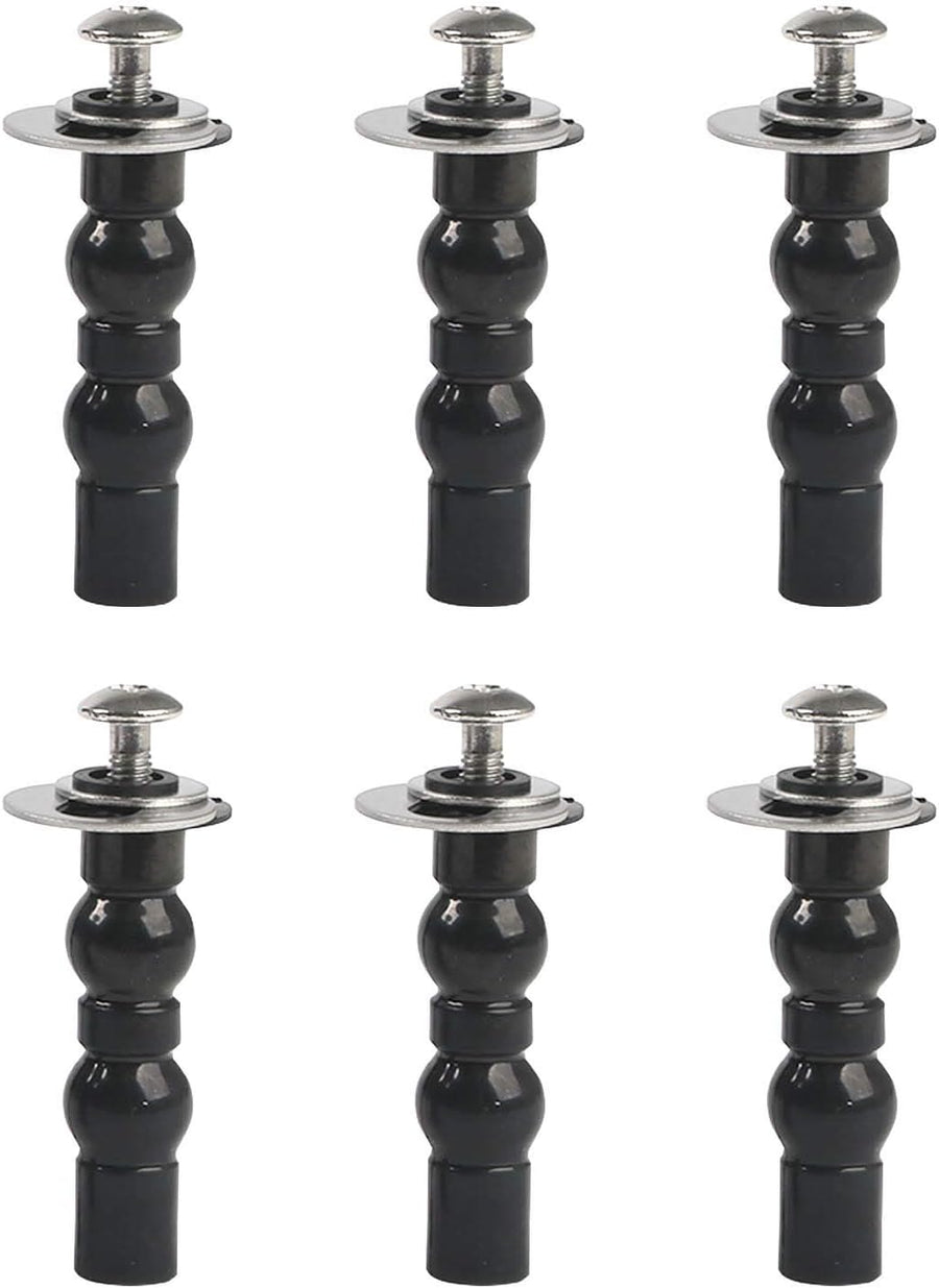 6 Pack Universal Toilet Seat Hinges Screw - Blind Hole Fixings Expanding Rubber Top Fix Nuts for Top Mounting - 3 Pairs With Two Expandable Ball