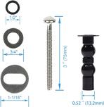 6 Pack Universal Toilet Seat Hinges Screw - Blind Hole Fixings Expanding Rubber Top Fix Nuts for Top Mounting - 3 Pairs With Two Expandable Ball