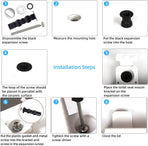 6 Pack Universal Toilet Seat Hinges Screw - Blind Hole Fixings Expanding Rubber Top Fix Nuts for Top Mounting - 3 Pairs With Two Expandable Ball