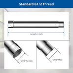 All Metal 6 Inch Shower head Extension, Solid Brass Shower Arm Extension shower Head Extender, Water Outlet Lowers Existing Shower Head Shower Pipe Extension, Chrome Finish