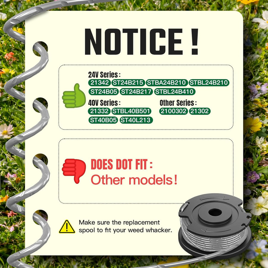 Trimmer String Spool Compatible with Greenworks, 0.065" 16Ft Single Line Auto-Feed String Trimmer Spools for Greenworks Weed Eater, Weed Wacker String Replacement Parts (3 Pack)