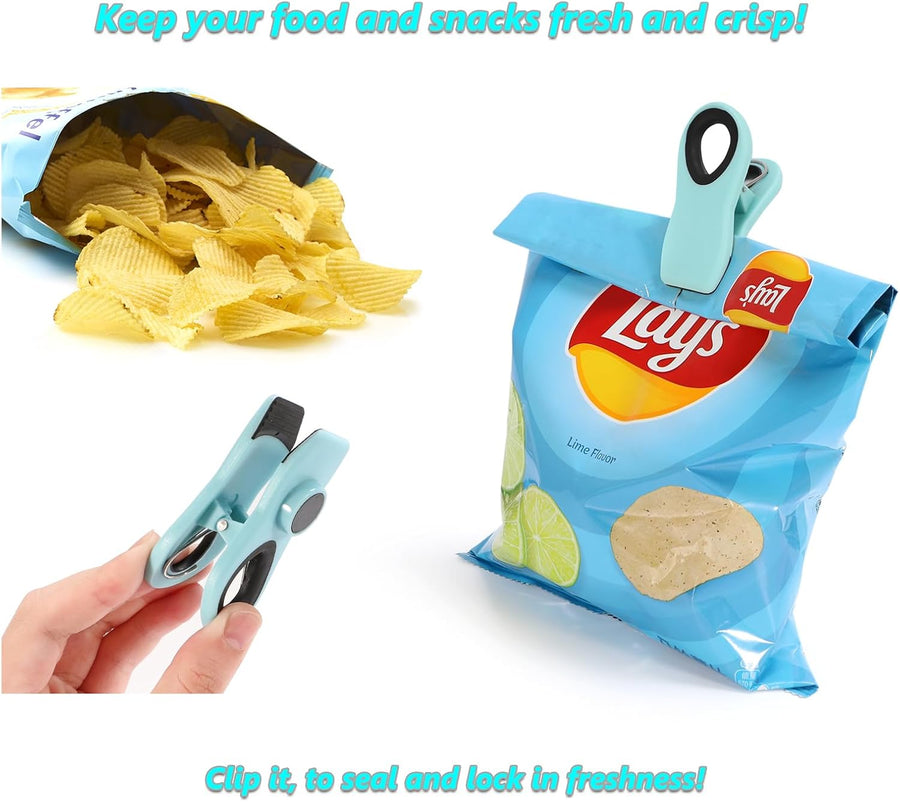 12 Pack Chip Clips, Magnetic Bag Clip with Airtight Seal for Chips, Bread, Snacks, Fridge Organizer Kitchen Storage Clips Multicolor