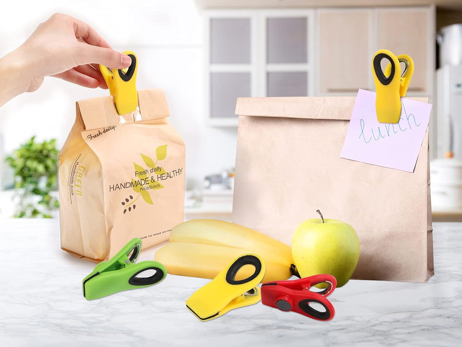 12 Pack Chip Clips, Magnetic Bag Clip with Airtight Seal for Chips, Bread, Snacks, Fridge Organizer Kitchen Storage Clips Multicolor