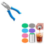 Single Hole Punch 1/4” Hole Puncher for Crafts, One Hole Paper Punch + 6 Pack Silicone Soda Can Cover Lids, Reusable Soda Can Lids