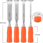 4 Piece Wood Chisel Sets Woodworking Tools Set, Wood Chisels for Woodworking with Steel Hammer End+ 4 Pack Magnetic Staple Remover Tools