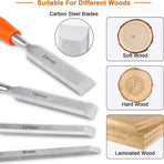 4 Piece Wood Chisel Sets Woodworking Tools Set, Wood Chisels for Woodworking with Steel Hammer End+ 4 Pack Magnetic Staple Remover Tools