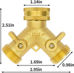 Hose Splitter 2 Way, Garden Hose Splitter, 100% Rustproof Brass Water Hose Splitter with Adjustable Flow Valves, Seamless Design & 2 Extra Rubber Washers - 3/4" Y Connector Hose Adapter.