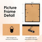 8.5x11 Diploma Frame, Black Picture Frame with Clear Plexiglass, 2 Pack Certificate Frame for Tabletop or Wall Display, 8.5x11 Document Frame, High School Diploma Frames