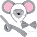 Mouse Costume Accessory Set,Rat Costume Set,Mouse Costume Set Includes Ear Headband,Tail,Nose,Bow Tie for Halloween