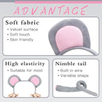 Mouse Costume Accessory Set,Rat Costume Set,Mouse Costume Set Includes Ear Headband,Tail,Nose,Bow Tie for Halloween