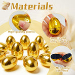 30 Pcs Gold Easter Eggs,2.3" Bulk Plastic Metallic Empty Easter Eggs,Fillable Shiny Golden Easter Egg for Easter Hunt Supplies,Basket Stuffers,Party Favor
