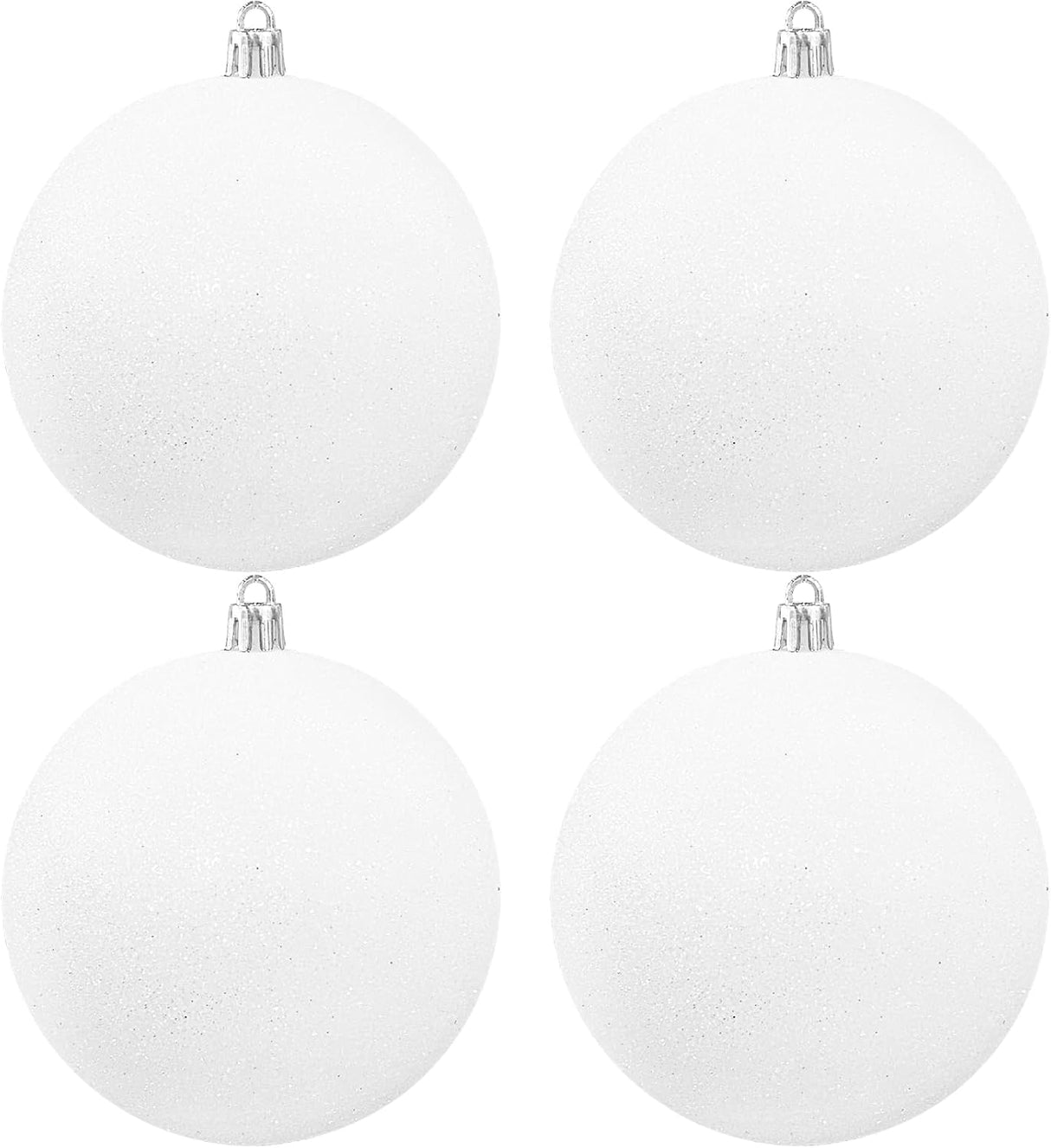 Large 4 in White Glitter Christmas Ornament Balls(4 Pcs),Xmas Sequin Christmas Ball,White Sparkly Hanging Ball Ornament for Tree Home Wedding Party Decor,Winter Theme Tree Decoration