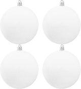 Large 4 in White Glitter Christmas Ornament Balls(4 Pcs),Xmas Sequin Christmas Ball,White Sparkly Hanging Ball Ornament for Tree Home Wedding Party Decor,Winter Theme Tree Decoration