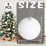 Large 4 in White Glitter Christmas Ornament Balls(4 Pcs),Xmas Sequin Christmas Ball,White Sparkly Hanging Ball Ornament for Tree Home Wedding Party Decor,Winter Theme Tree Decoration - Front View