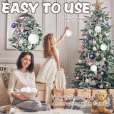 Large 4 in White Glitter Christmas Ornament Balls(4 Pcs),Xmas Sequin Christmas Ball,White Sparkly Hanging Ball Ornament for Tree Home Wedding Party Decor,Winter Theme Tree Decoration