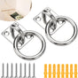 AccEncy 2Pcs M8 Stainless Steel Extra Large Heavy Duty Ring and Square Wall Mount Ceiling Indoor/Outdoor Hooks