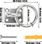 AccEncy 2Pcs M8 Stainless Steel Extra Large Heavy Duty Ring and Square Wall Mount Ceiling Indoor/Outdoor Hooks